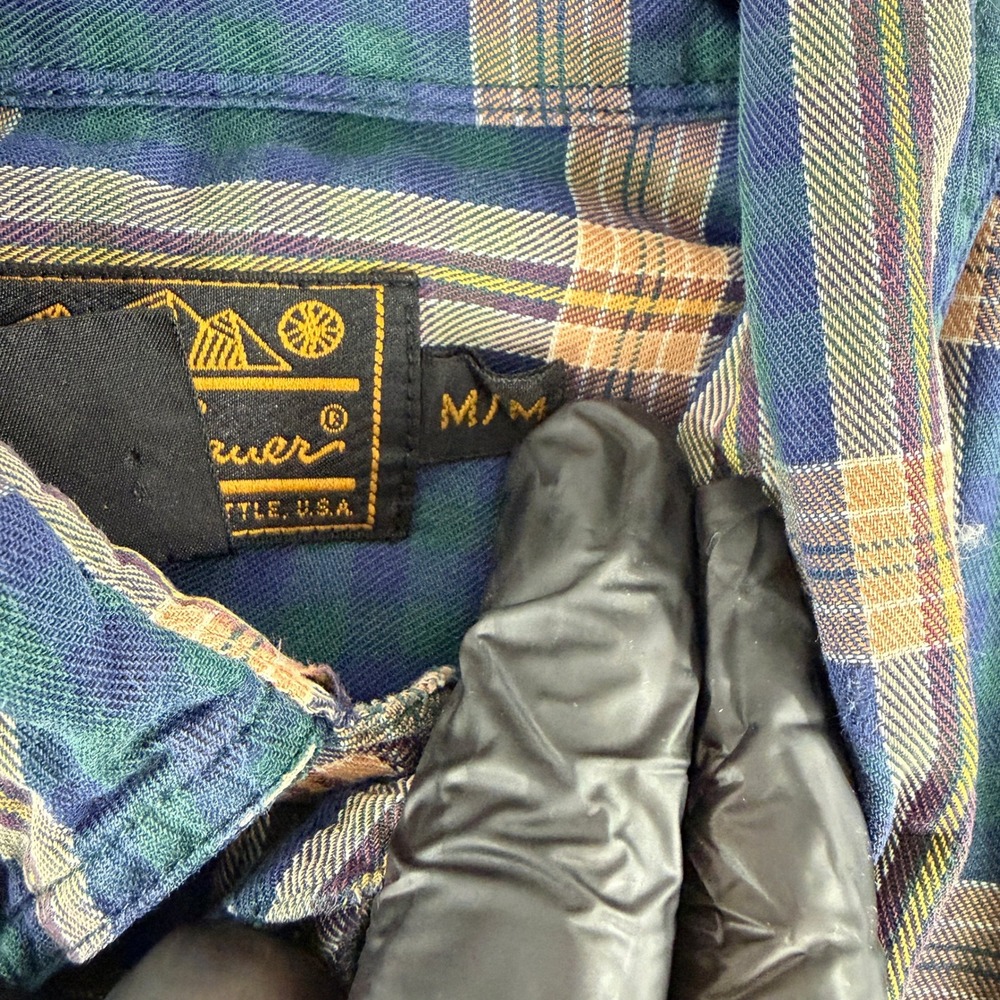 Eddie Bauer Button Down‎ Shirt Mens Medium Blue Plaid Long Sleeve Cotton Vintage - Picture 9 of 14